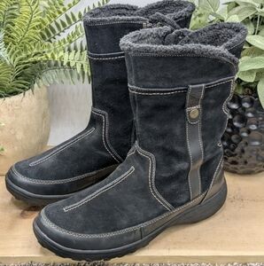 Clark’s Andes Fortune Black Suede Womens Size 9.5W Zip Up Boots Casual Winter
